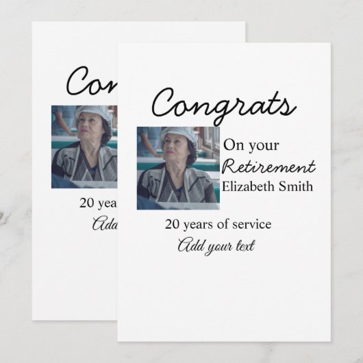 Gefeliciteerd met je pensioen voeg foto naam datum kaart (Voorkant / Achterkant)