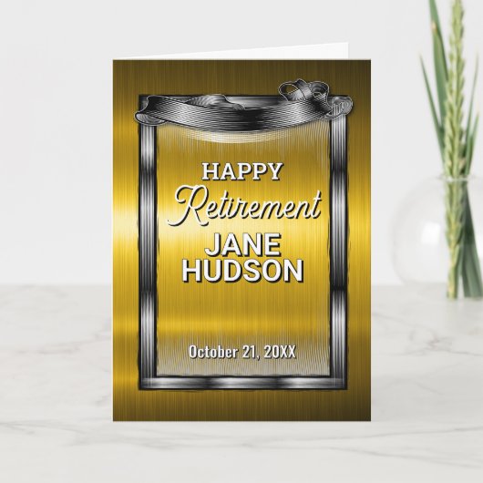 Gefeliciteerd met je pensioen zwart en goud aankondiging (Voorkant)