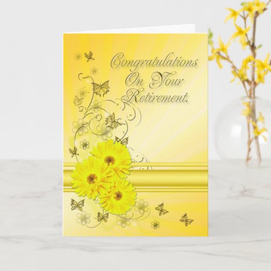 Gefeliciteerd met je pensioenkaart kaart (Gele Bloem)