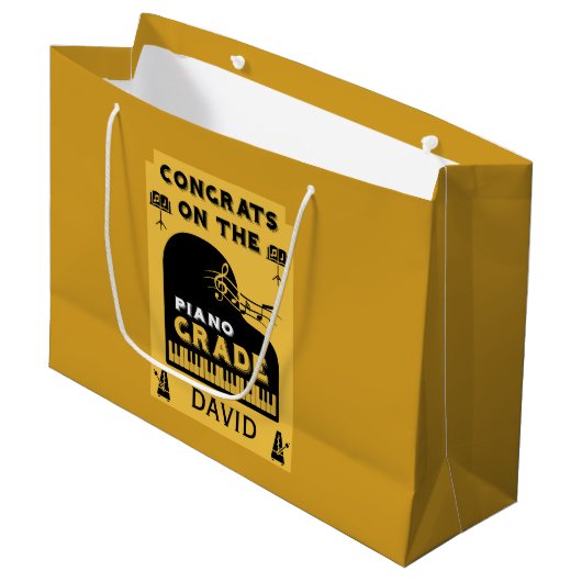 Gefeliciteerd met je pianomuziek examen groot cadeauzakje (Voorkant Gekanteld)