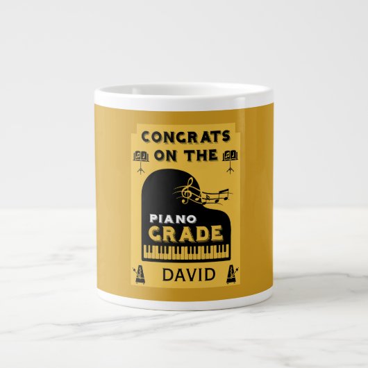 Gefeliciteerd met je pianomuziek examen grote koffiekop (Voorkant)