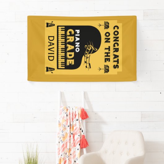 Gefeliciteerd met je pianomuziek examen spandoek (Insitu)