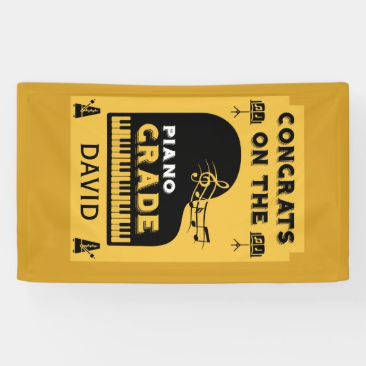 Gefeliciteerd met je pianomuziek examen spandoek (Horizontaal)