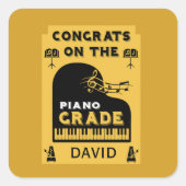 Gefeliciteerd met je pianomuziek examen vierkante sticker (Voorkant)