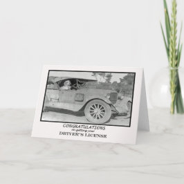 Gefeliciteerd met je rijbewijs, oude auto. kaart