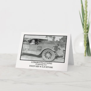 Gefeliciteerd met je rijbewijs, oude auto. kaart