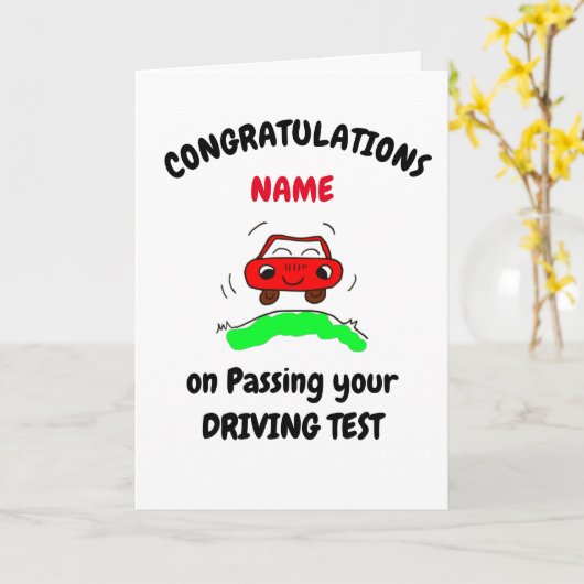 Gefeliciteerd met je rijexamen kaart (Gele Bloem)