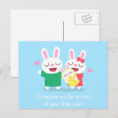 Gefeliciteerd met je Schattigee konijnenfamilie Briefkaart (Voorkant / Achterkant)