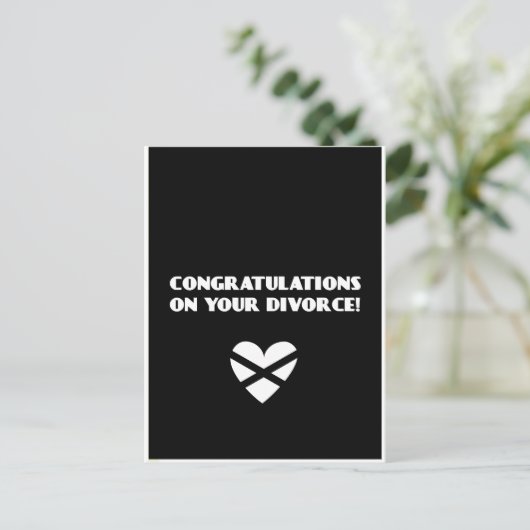 Gefeliciteerd met je scheiding briefkaart (Staand voorkant)