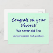 Gefeliciteerd met je scheiding briefkaart (Voorkant / Achterkant)
