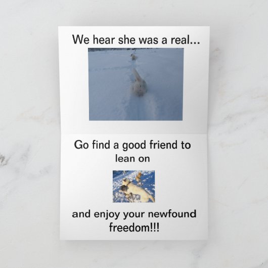 Gefeliciteerd met je scheiding! kaart (Binnen)