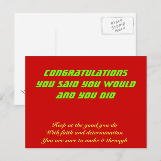 Gefeliciteerd met je succes briefkaart (Voorkant / Achterkant)