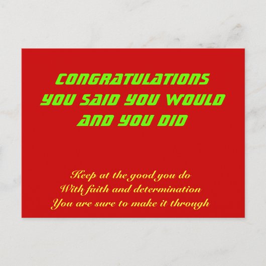 Gefeliciteerd met je succes briefkaart (Voorkant)