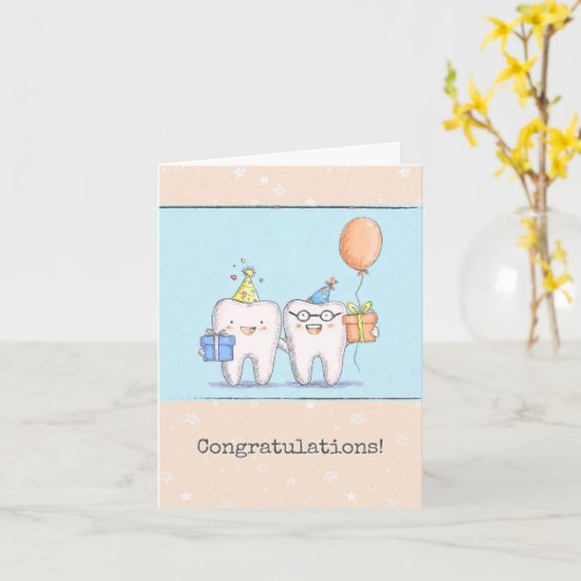 Gefeliciteerd met je tandarts kaart (Gele Bloem)