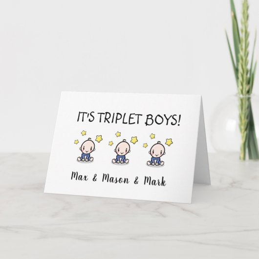 Gefeliciteerd met je Triplet Boys, Custom Kaart (Voorkant)