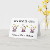 Gefeliciteerd met je triplet meisjes, Card Kaart (Gele Bloem)