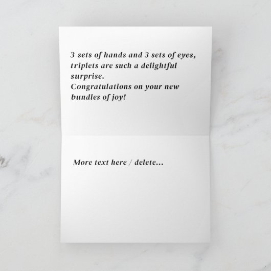 Gefeliciteerd met je triplets, op maat kaart (Binnen)