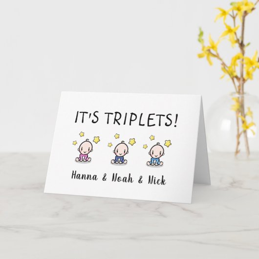 Gefeliciteerd met je triplets, op maat kaart (Gele Bloem)