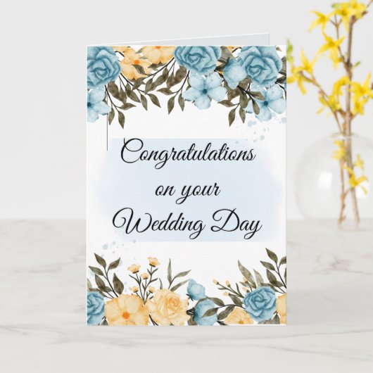 Gefeliciteerd met je trouwdag kaart (Gele Bloem)