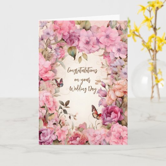 Gefeliciteerd met je trouwdag kaart (Gele Bloem)