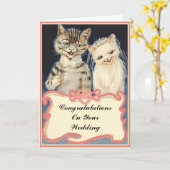 Gefeliciteerd met je trouwdag Vintage Katten Kaart (Gele Bloem)