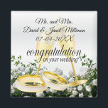 Gefeliciteerd met je trouwdag - witte rozen magneet<br><div class="desc">Woeddag Magnet. Gefeliciteerd met je huwelijksdag Keepslag voor de Bride en Groom. Pas het aan met de datum en je eigen gezegde. Indien nodig, kunt u de tekst verwijderen en beginnen vers toevoegend welke tekst en doopvont u houdt van. ✔ Opmerking: niet alle sjabloon gebieden hoeven te worden gewijzigd. 📌...</div>