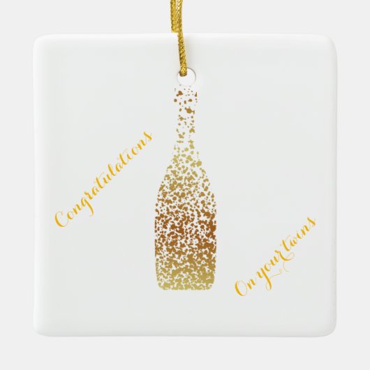 Gefeliciteerd met je tweeling keramisch ornament (Voorkant)