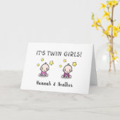 Gefeliciteerd met je tweeling, met namen, op maat kaart (Gele Bloem)