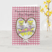 Gefeliciteerd met je tweelingdochters kaart (Gele Bloem)