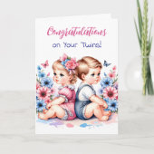 Gefeliciteerd met je tweelingjongen en -meisje kaart (Voorkant)