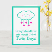 Gefeliciteerd met je Twin Boys Wenskaart Kaart (Gele Bloem)