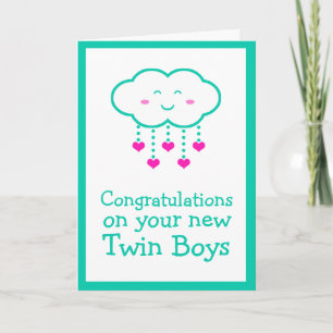 Gefeliciteerd met je Twin Boys Wenskaart Kaart