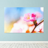 Gefeliciteerd met je verjaardag aan de kersenbloes canvas afdruk (Insitu (Houten vloer))