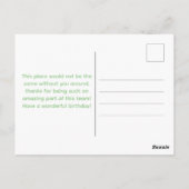 Gefeliciteerd met je verjaardag aan een geweldige  briefkaart (Achterkant)