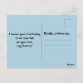 Gefeliciteerd met je verjaardag aan een heel speci briefkaart (Achterkant)