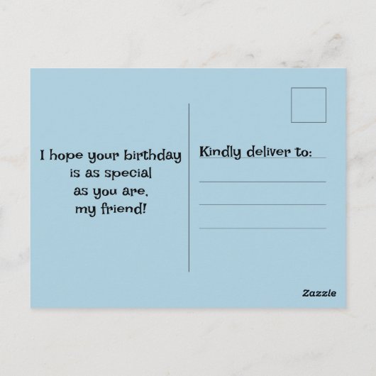 Gefeliciteerd met je verjaardag aan een heel speci briefkaart (Achterkant)