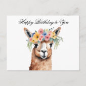 Gefeliciteerd met je verjaardag Alpaca met bloemen Briefkaart (Voorkant)