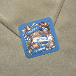Gefeliciteerd met je verjaardag Animal Fans Blauw Vierkante Sticker