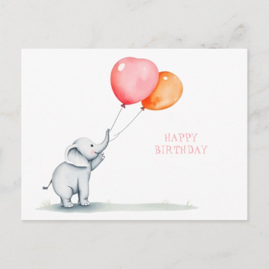 Gefeliciteerd met je verjaardag. baby olifant met briefkaart (Voorkant)
