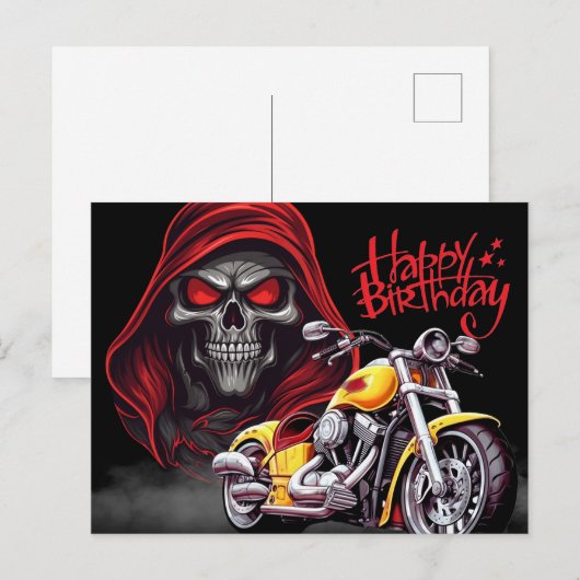 Gefeliciteerd met je verjaardag! biker briefkaart (Voorkant / Achterkant)