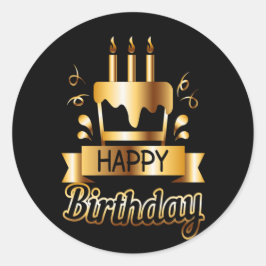 Gefeliciteerd met je verjaardag - Black & Gold 2 S Ronde Sticker