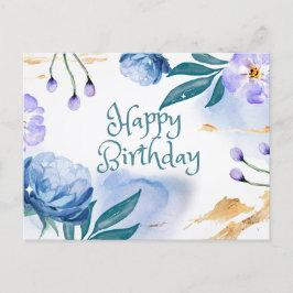Gefeliciteerd met je verjaardag Blauwe en Paarse A Briefkaart