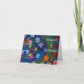 Gefeliciteerd met je verjaardag Blue Fun Flowers Kaart (Voorkant)