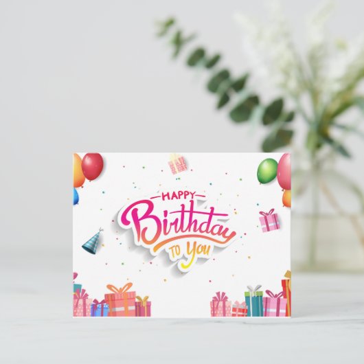 Gefeliciteerd met je verjaardag briefkaart (Staand voorkant)