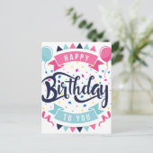 Gefeliciteerd met je verjaardag, confetti en bunti briefkaart (Staand voorkant)