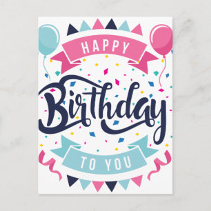 Gefeliciteerd met je verjaardag, confetti en bunti briefkaart