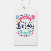 Gefeliciteerd met je verjaardag, confetti en bunti cadeaulabel (Voorkant)