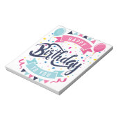 Gefeliciteerd met je verjaardag, confetti en bunti notitieblok (Linkerzijde)