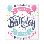 Gefeliciteerd met je verjaardag, confetti en bunti notitieblok (Voorkant)