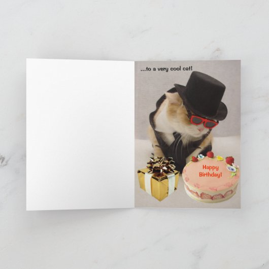Gefeliciteerd met je verjaardag, coole kat! kaart (Binnen)